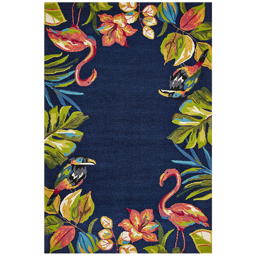 Chalu Navy Tropical Print Contemporary Indoor/Outdoor Rug, Rugs, Ozark Home 