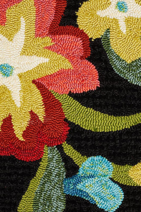 Chalu Black Tropical Print Contemporary Indoor/Outdoor Rug, Rugs, Ozark Home 