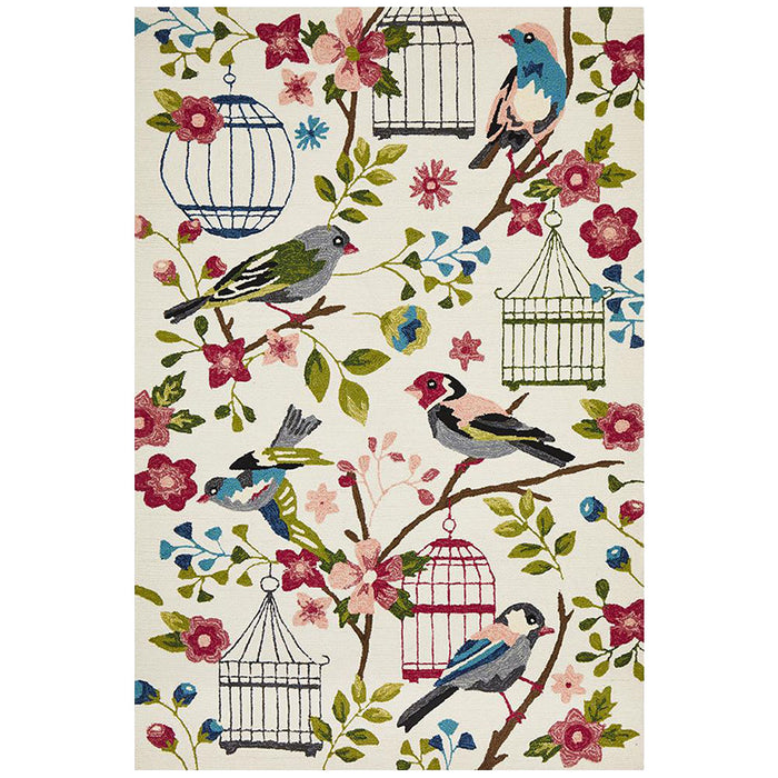 Chalu Multicoloured Birds of Spring Contemporary Indoor/Outdoor Rug, Rugs, Ozark Home 