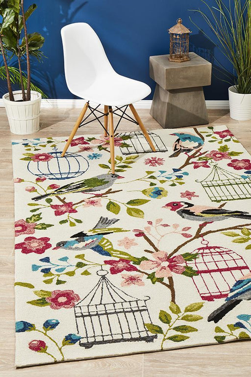 Chalu Multicoloured Birds of Spring Contemporary Indoor/Outdoor Rug, Rugs, Ozark Home 