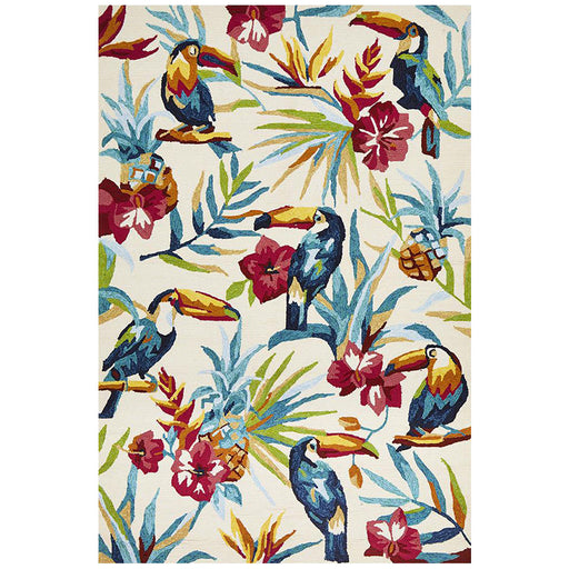 Chalu Ivory Birds of Paradise Contemporary Indoor/Outdoor Rug, Rugs, Ozark Home 