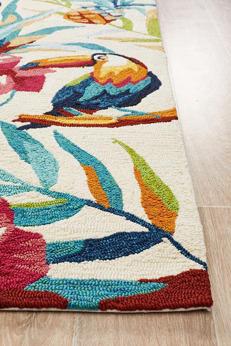 Chalu Ivory Birds of Paradise Contemporary Indoor/Outdoor Rug, Rugs, Ozark Home 