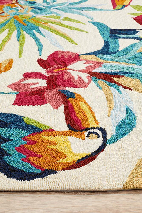 Chalu Ivory Birds of Paradise Contemporary Indoor/Outdoor Rug, Rugs, Ozark Home 