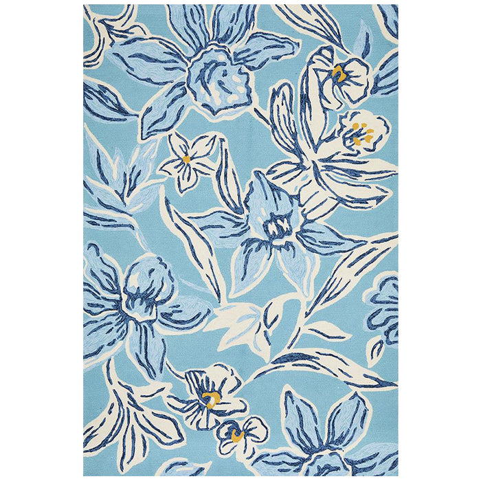 Chalu Blue Water Lillies Contemporary Indoor/Outdoor Rug, Rugs, Ozark Home 