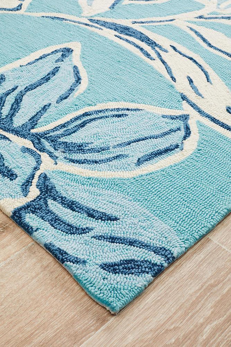 Chalu Blue Water Lillies Contemporary Indoor/Outdoor Rug, Rugs, Ozark Home 