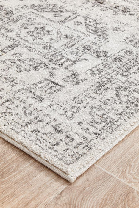 Ahlat Silver Aztec Transitional Multi Grid Pattern Contemporary Runner Rug, Rugs, Ozark Home 