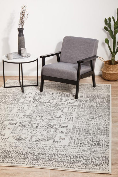 Ahlat Silver Aztec Transitional Multi Grid Pattern Contemporary Rug, Rugs, Ozark Home 