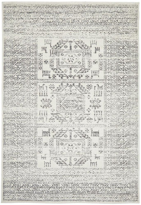 Ahlat Silver Aztec Transitional Multi Grid Pattern Contemporary Rug, Rugs, Ozark Home 