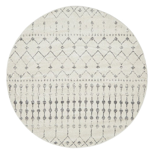 Cayeli Silver Round Transitional Trellis Contemporary Rug, Rugs, Ozark Home 