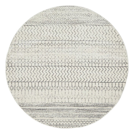 Cayeli Silver Round Tribal Monochromatic Contemporary Rug, Rugs, Ozark Home 