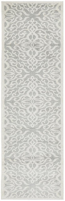 Ahlat Silver Floral Diamond Pattern Contemporary Runner Rug, Rugs, Ozark Home 