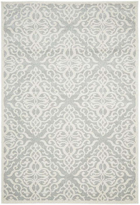 Ahlat Silver Floral Diamond Pattern Contemporary Rug, Rugs, Ozark Home 