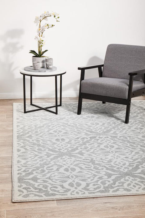 Cayeli Silver Floral Trellis Contemporary Rug, Rugs, Ozark Home 