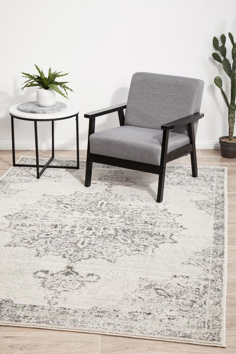 Cayeli Silver Transitional Medallion Contemporary Rug, Rugs, Ozark Home 