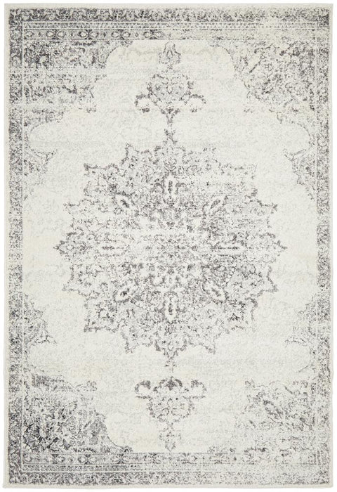 Ahlat Silver Transitional Floral Medallion Contemporary Rug, Rugs, Ozark Home 