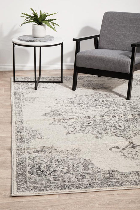 Cayeli Silver Transitional Medallion Contemporary Rug, Rugs, Ozark Home 