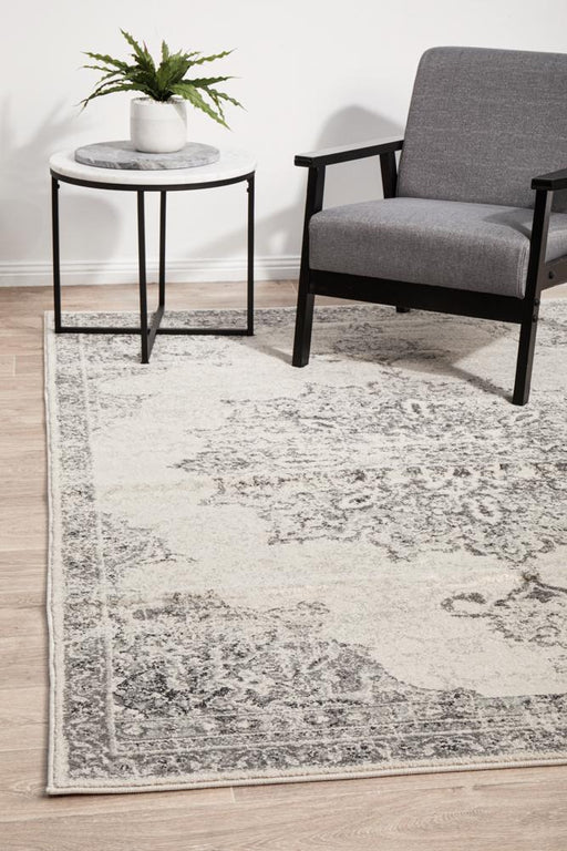 Cayeli Silver Transitional Medallion Contemporary Rug, Rugs, Ozark Home 