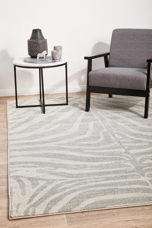 Ahlat Silver Savannah Zebra Contemporary Rug, Rugs, Ozark Home 