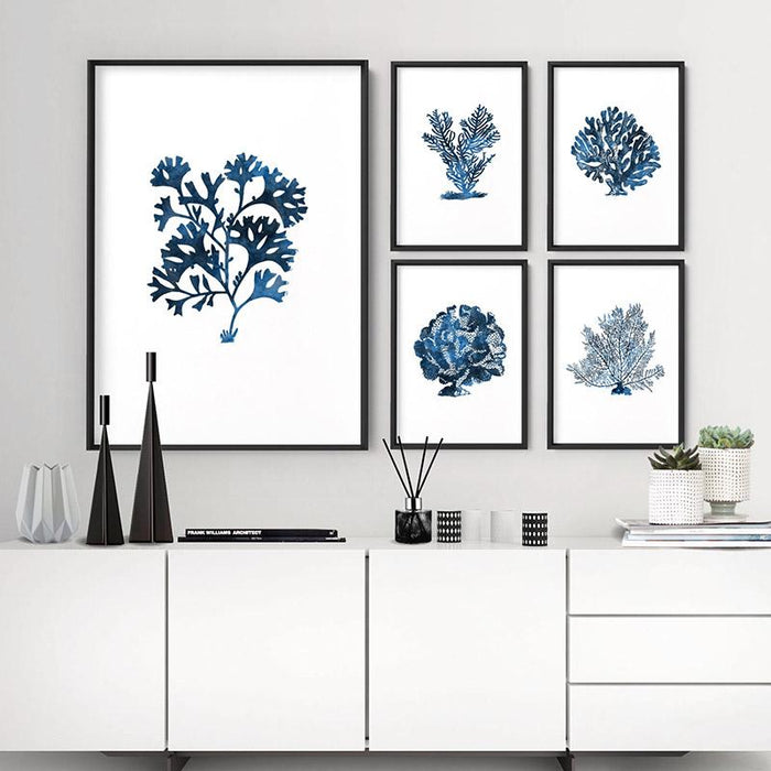 Hamptons Watercolour Blue Coral I - Art Print, Wall Art, Ozark Home 