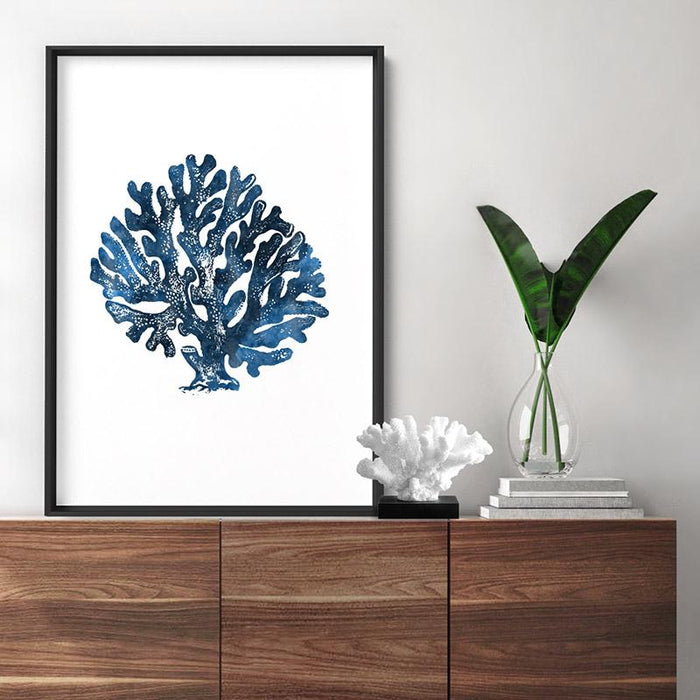 Hamptons Watercolour Blue Coral II - Art Print, Wall Art, Ozark Home 