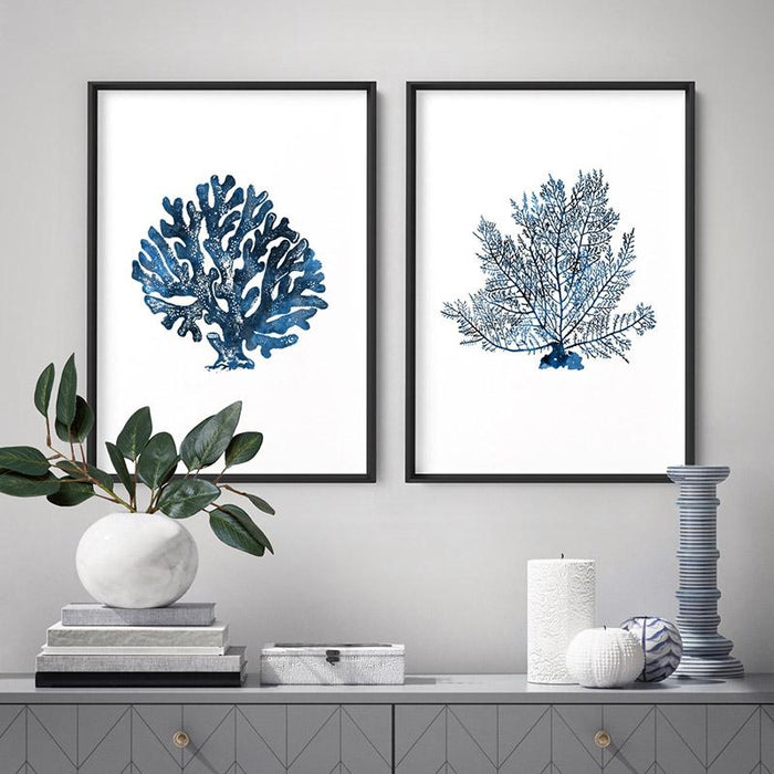 Hamptons Watercolour Blue Coral II - Art Print, Wall Art, Ozark Home 