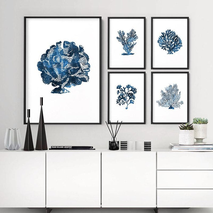 Hamptons Watercolour Blue Coral III - Art Print, Wall Art, Ozark Home 