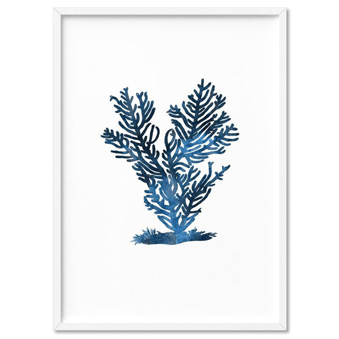 Hamptons Watercolour Blue Coral IV - Art Print, Wall Art, Ozark Home 