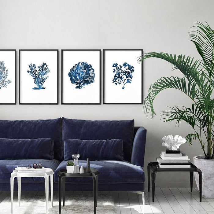 Hamptons Watercolour Blue Coral IV - Art Print, Wall Art, Ozark Home 