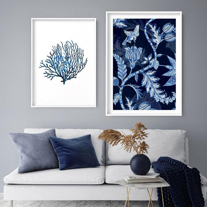 Hamptons Watercolour Blue Coral VI - Art Print, Wall Art, Ozark Home 