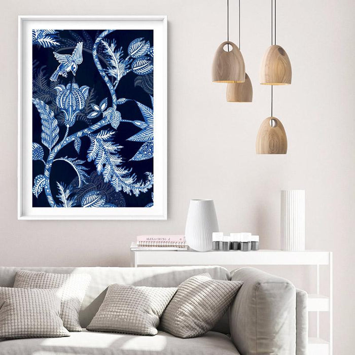 Hamptons Blue Paisley Depths  - Art Print, Wall Art, Ozark Home 