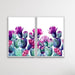 Cactus Watercolours - Two Piece Watercolour Pink Purple Green Cactus Prints, Wall Art, Ozark Home 