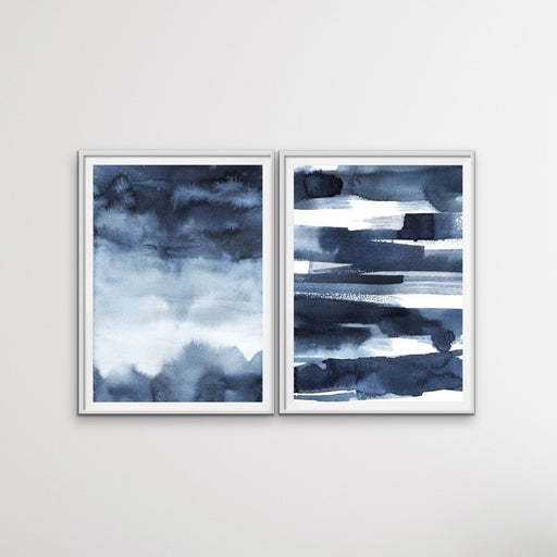 Calm - Two Piece Hamptons Blue Watercolour Wall Art Prints Artwork, Wall Art, Ozark Home 