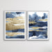 Calm With Gold - Two Piece Hamptons Blue Watercolour Wall Art Prints Artwork, Wall Art, Ozark Home 