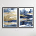 Calm With Gold - Two Piece Hamptons Blue Watercolour Wall Art Prints Artwork, Wall Art, Ozark Home 