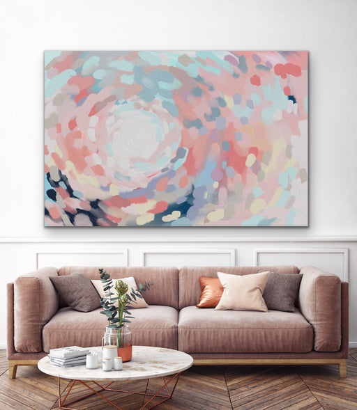 Carnivale - Pastel Abstract Canvas Print with Pink Blue Yellow Dots, Wall Art, Ozark Home 