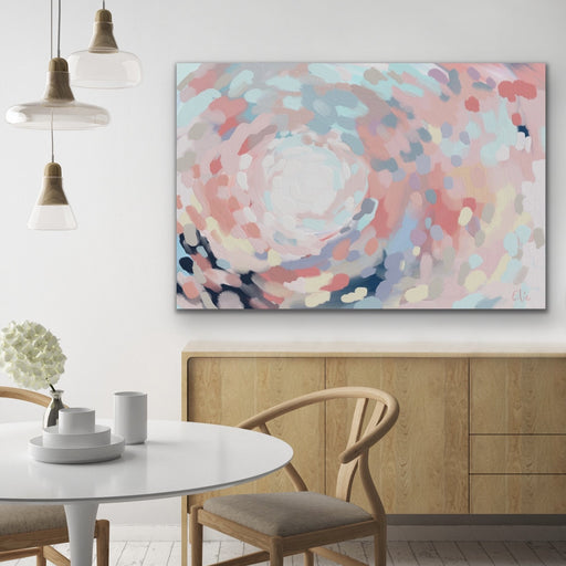 Carnivale - Pastel Abstract Canvas Print with Pink Blue Yellow Dots, Wall Art, Ozark Home 