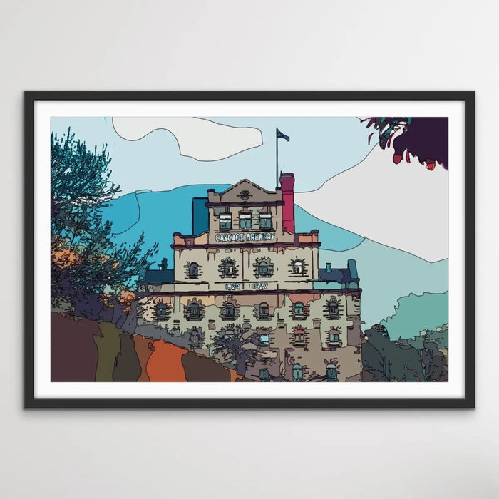 Cascade Brewery - Hobart Tasmania Line Drawing Print, Wall Art, Ozark Home 