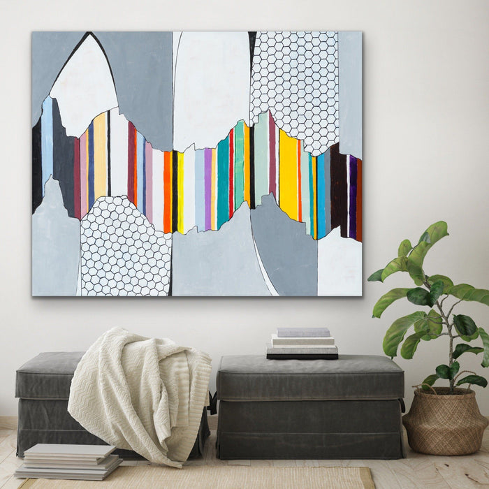 Colour Canyon - Grey Contemporary Colour Abstract Stretched Canvas Print