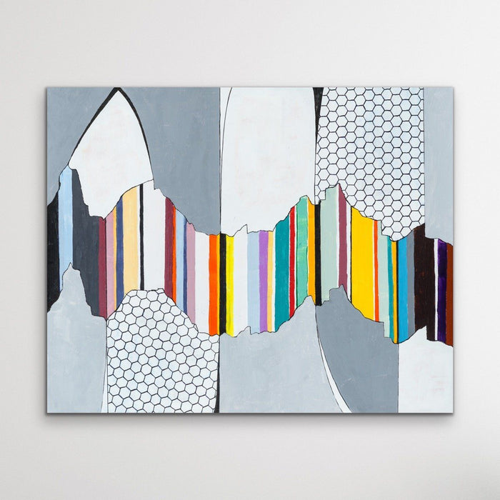 Colour Canyon - Grey Contemporary Colour Abstract Stretched Canvas Print