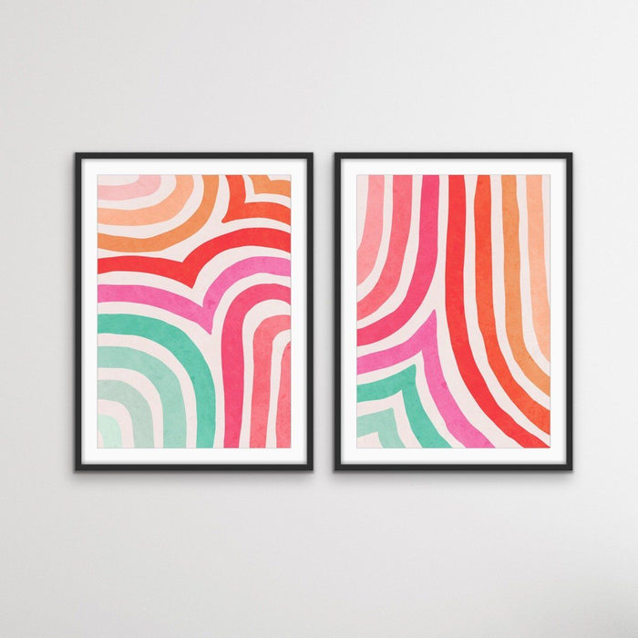 Colour Crush - Two Piece Colourful Striped Print Set, Wall Art, Ozark Home 