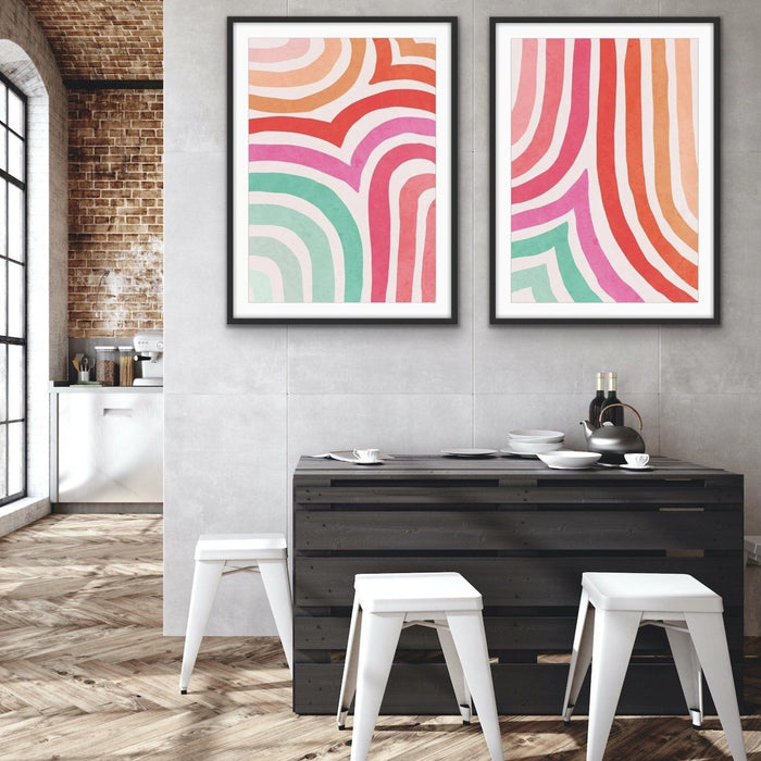 Colour Crush - Two Piece Colourful Striped Print Set, Wall Art, Ozark Home 