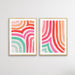 Colour Crush - Two Piece Colourful Striped Print Set, Wall Art, Ozark Home 