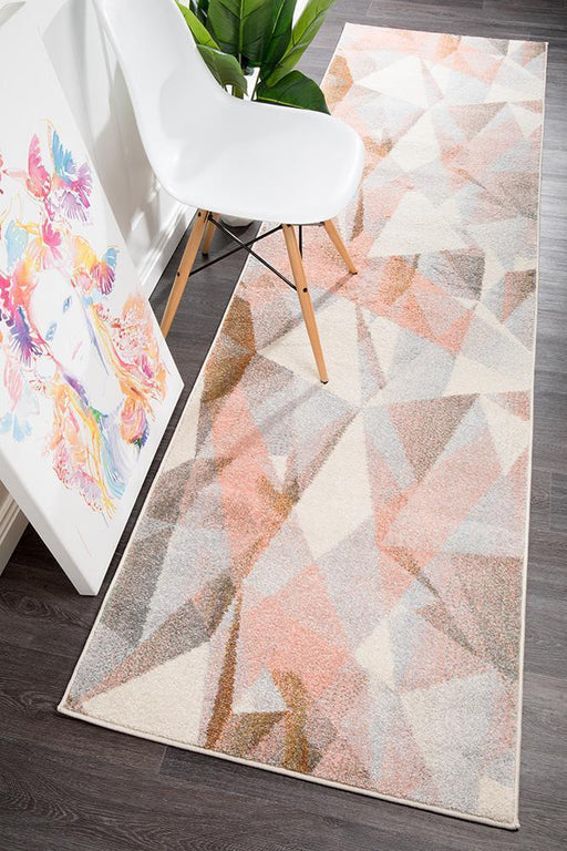 Demre Blush Faceted Triangle Contemporary Runner Rug, Rugs, Ozark Home 