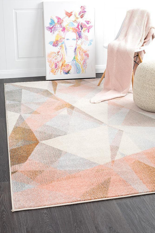 Demre Blush Faceted Triangle Contemporary Rug, Rugs, Ozark Home 