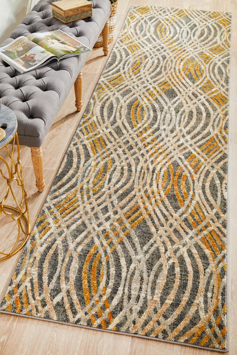 Dalaman Charcoal Waves Contemporary Runner Rug, Rugs, Ozark Home 