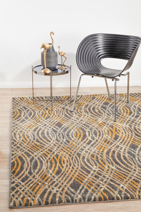 Dalaman Charcoal Waves Contemporary Rug, Rugs, Ozark Home 