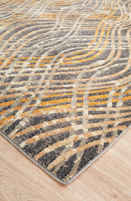 Dalaman Charcoal Waves Contemporary Rug, Rugs, Ozark Home 