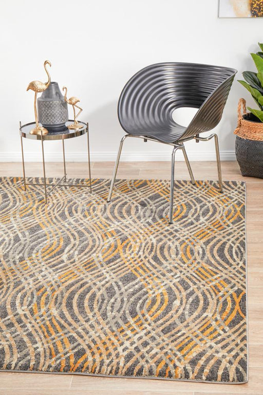 Dalaman Charcoal Waves Contemporary Rug, Rugs, Ozark Home 