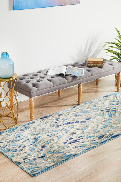 Dalaman Blue Stream Contemporary Runner Rug, Rugs, Ozark Home 