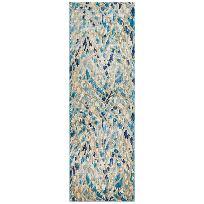 Dalaman Blue Stream Contemporary Runner Rug, Rugs, Ozark Home 